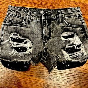 Tractor sequin shorts